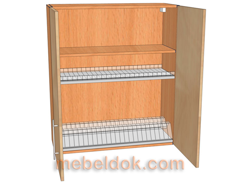 Навесной кухонный шкаф ШН-920-01 с сушкой для посуды и с открытыми дверцами